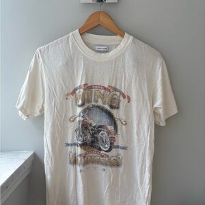Anine Bing Cream Motorcycle Graphic Tee